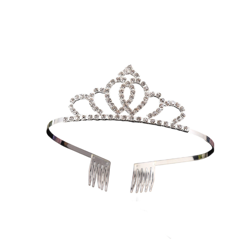 Dječja tiara od legure za glavu s kristalnim ukrasima, elektroplatinirani završni sloj, oblik korone, prilagodljivo, pogodno za vjenčanja i rođendane.