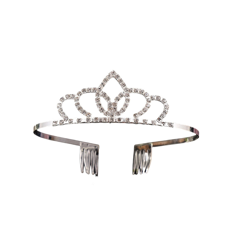 Dječja tiara od legure za glavu s kristalnim ukrasima, elektroplatinirani završni sloj, oblik korone, prilagodljivo, pogodno za vjenčanja i rođendane.