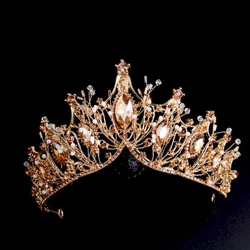 Vjenčana tiara za glavu od cinkovog legura s bijelim kristalima, dijamantni završetak, ženski stil, prilagodljivo