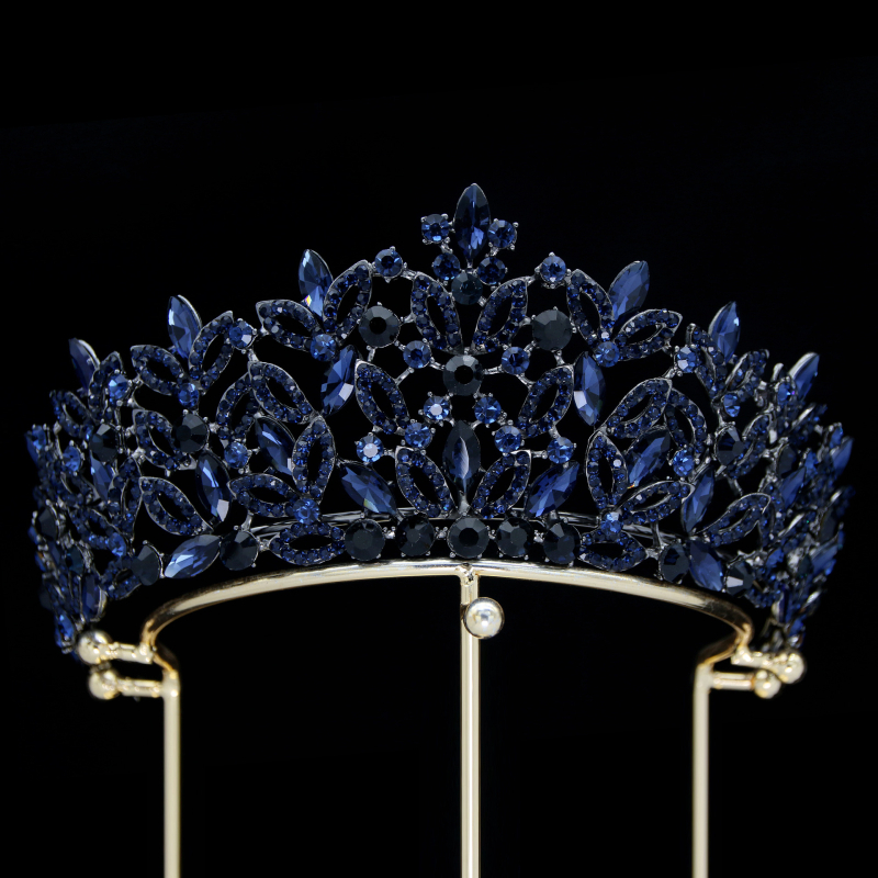Nevjesta tiara od legure s rhinestones i staklom, elektroplating završna obrada, težina 184 g