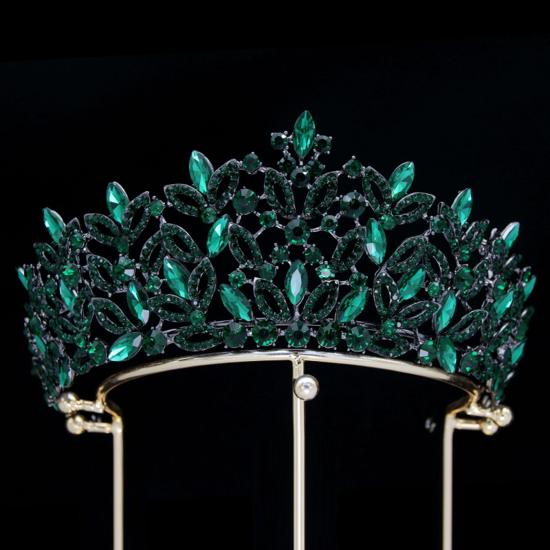 Nevjesta tiara od legure s rhinestones i staklom, elektroplating završna obrada, težina 184 g