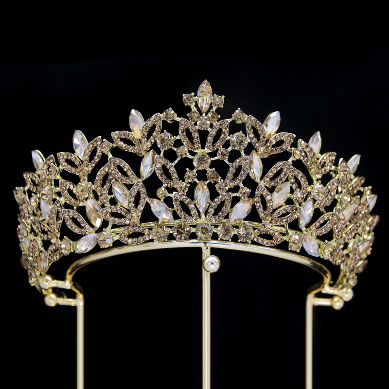 Nevjesta tiara od legure s rhinestones i staklom, elektroplating završna obrada, težina 184 g