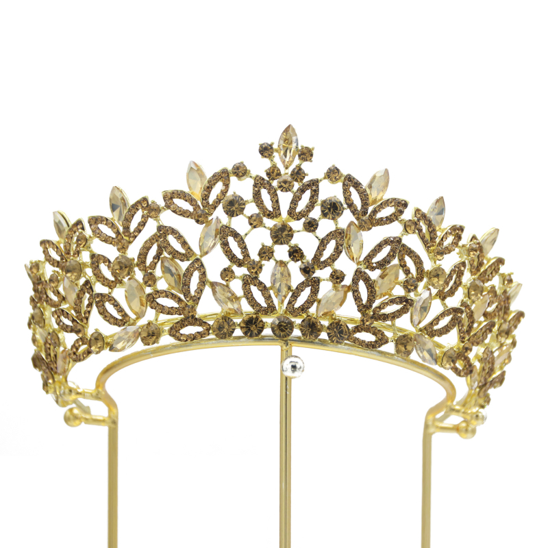 Nevjesta tiara od legure s rhinestones i staklom, elektroplating završna obrada, težina 184 g