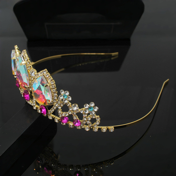 Vjenčana kruna s kristalima – retro ženski tiara, s galvaniziranim premazom
