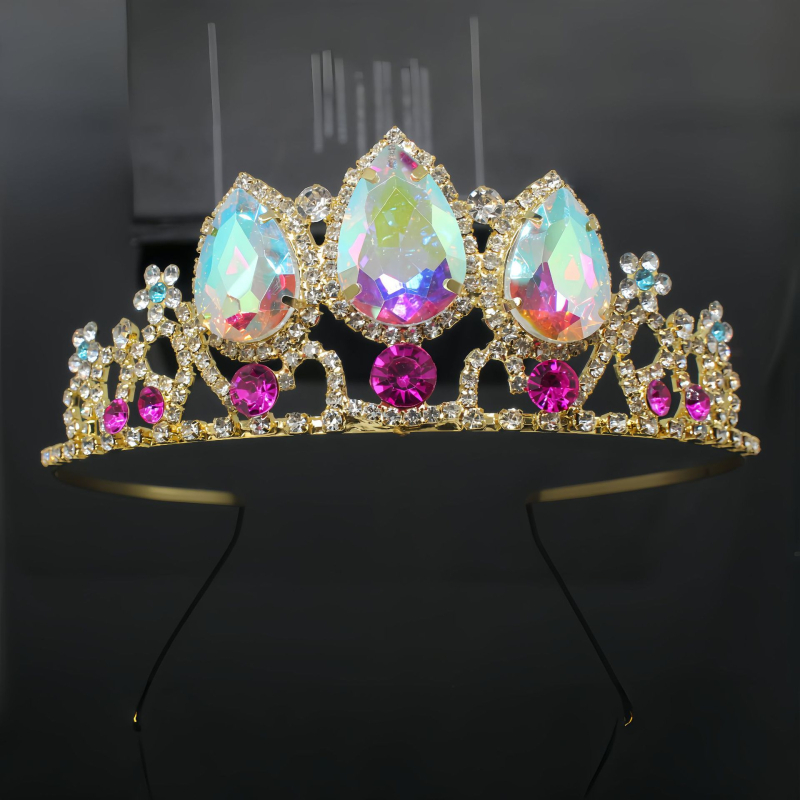 Vjenčana kruna s kristalima – retro ženski tiara, s galvaniziranim premazom