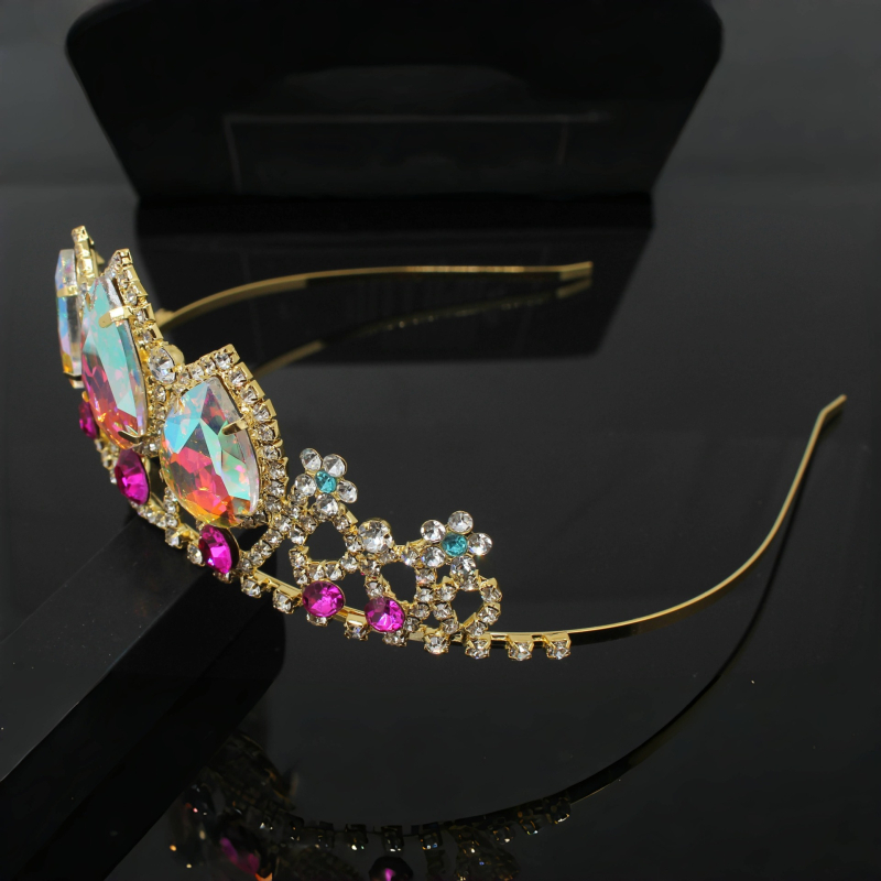 Vjenčana kruna s kristalima – retro ženski tiara, s galvaniziranim premazom