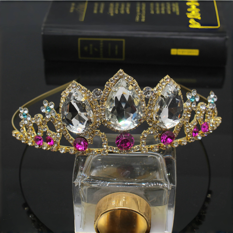 Vjenčana kruna s kristalima – retro ženski tiara, s galvaniziranim premazom