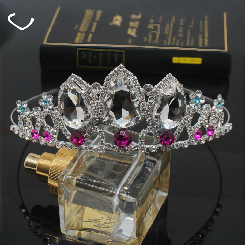 Vjenčana kruna s kristalima – retro ženski tiara, s galvaniziranim premazom
