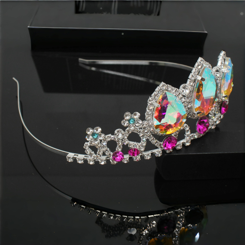 Vjenčana kruna s kristalima – retro ženski tiara, s galvaniziranim premazom