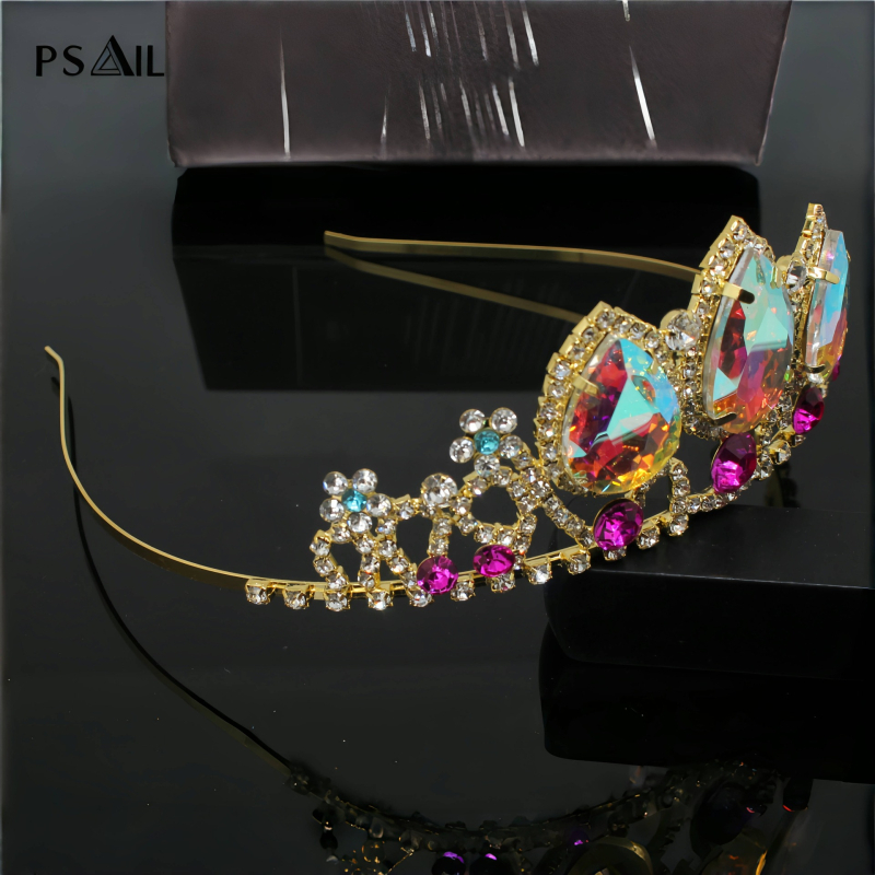 Vjenčana kruna s kristalima – retro ženski tiara, s galvaniziranim premazom
