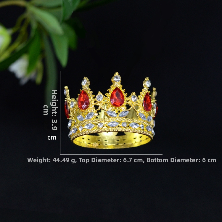 Krona za tortu od legure, K9 čistoća, unisex stil, elektroplatiniranje, bijeli kristali, dekor za dječji rođendan