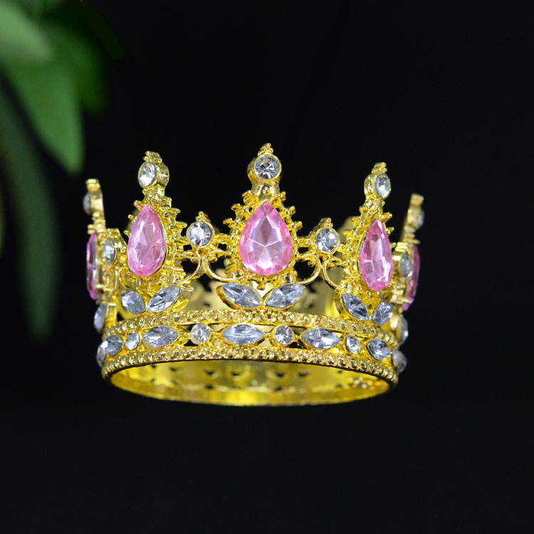 Krona za tortu od legure, K9 čistoća, unisex stil, elektroplatiniranje, bijeli kristali, dekor za dječji rođendan