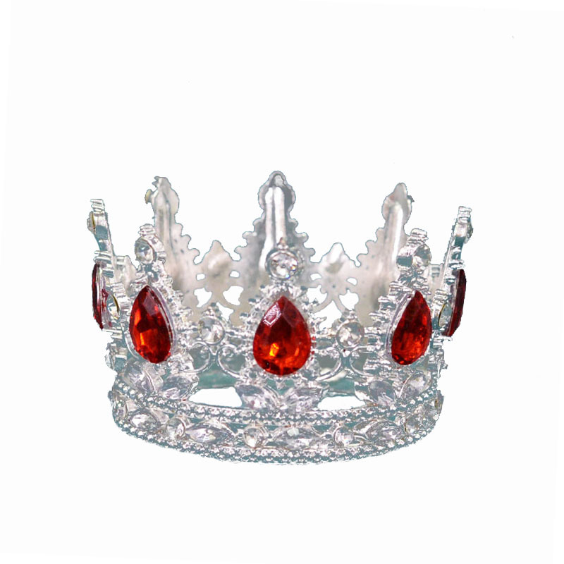 Krona za tortu od legure, K9 čistoća, unisex stil, elektroplatiniranje, bijeli kristali, dekor za dječji rođendan