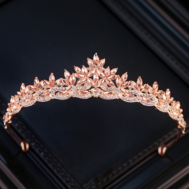 Krona za kosu od legure s lišćastim dizajnom, elektroplatiranje, prilagodljiva, za vjenčanja i modne pistu