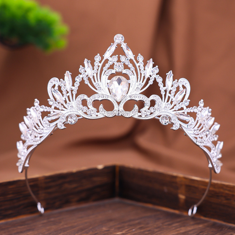 Vjenčana tiara od legure – ženski ukras za glavu, elektroplatirana završnica, prilagodljiva
