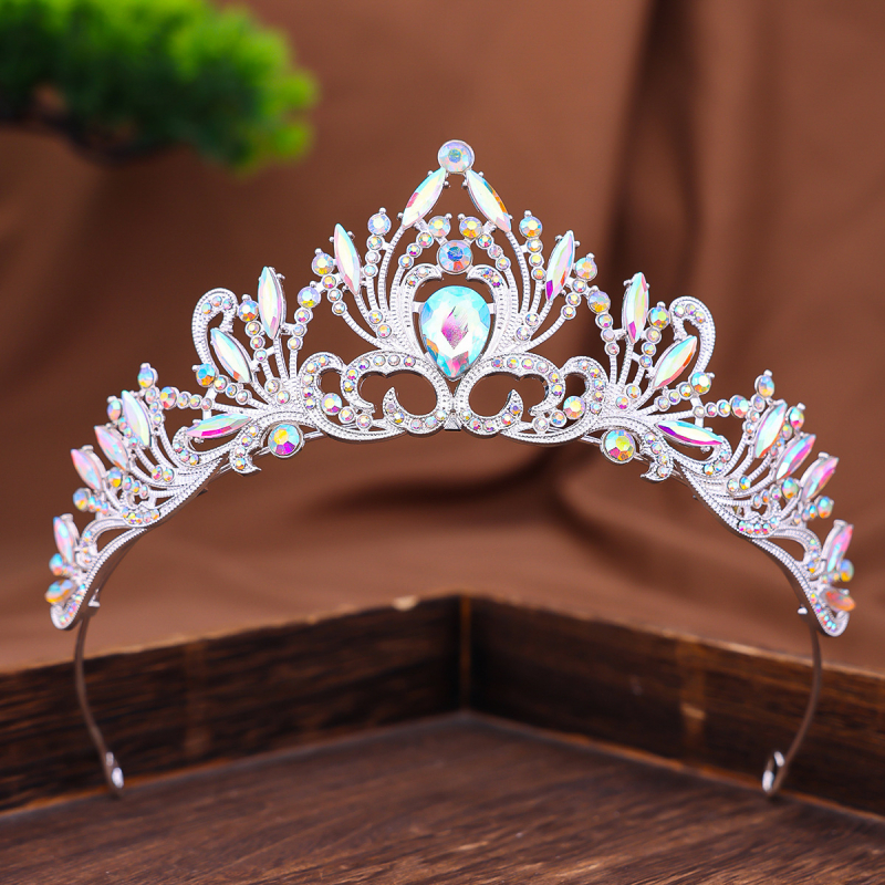 Vjenčana tiara od legure – ženski ukras za glavu, elektroplatirana završnica, prilagodljiva