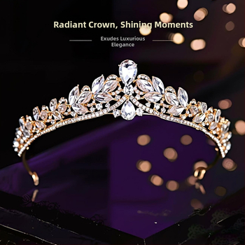 Menyasszonyi korona tiara – ötvözet, gyémánt megmunkálás, Ibaolai márka, korona forma, fejfedő kiegészítő