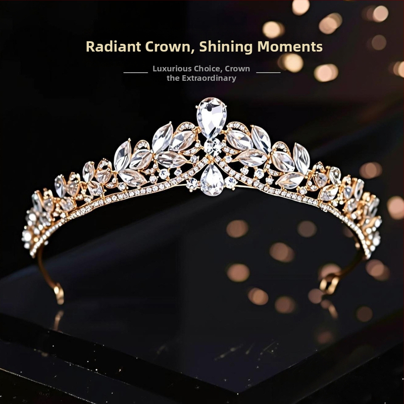 Menyasszonyi korona tiara – ötvözet, gyémánt megmunkálás, Ibaolai márka, korona forma, fejfedő kiegészítő