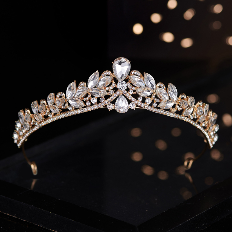 Menyasszonyi korona tiara – ötvözet, gyémánt megmunkálás, Ibaolai márka, korona forma, fejfedő kiegészítő