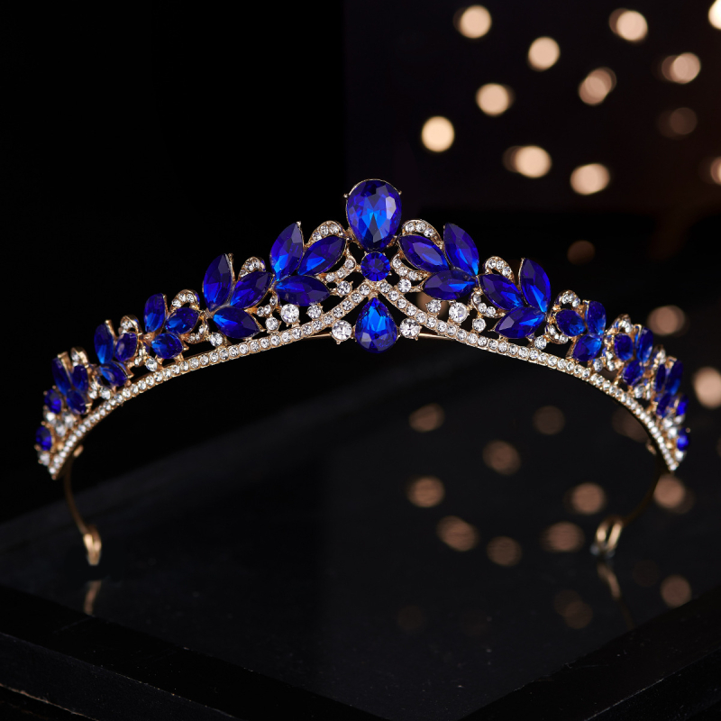 Menyasszonyi korona tiara – ötvözet, gyémánt megmunkálás, Ibaolai márka, korona forma, fejfedő kiegészítő