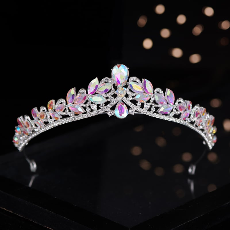 Menyasszonyi korona tiara – ötvözet, gyémánt megmunkálás, Ibaolai márka, korona forma, fejfedő kiegészítő