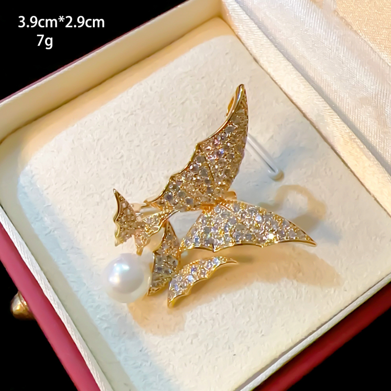 Брошка от мед, мотив цвете‑птица в корейски стил, животински дизайн, електроплакиране