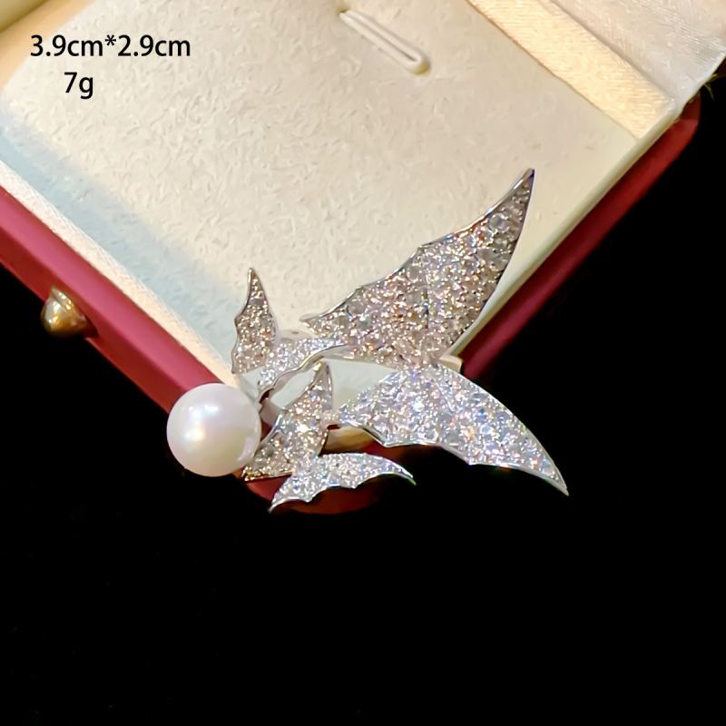 Брошка от мед, мотив цвете‑птица в корейски стил, животински дизайн, електроплакиране