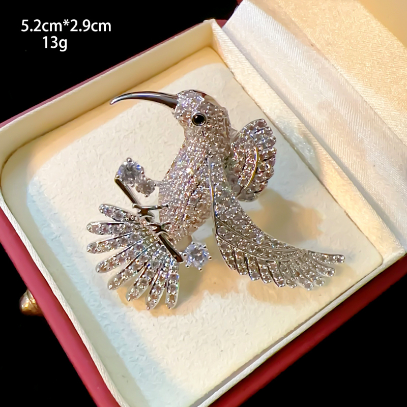 Брошка от мед, мотив цвете‑птица в корейски стил, животински дизайн, електроплакиране