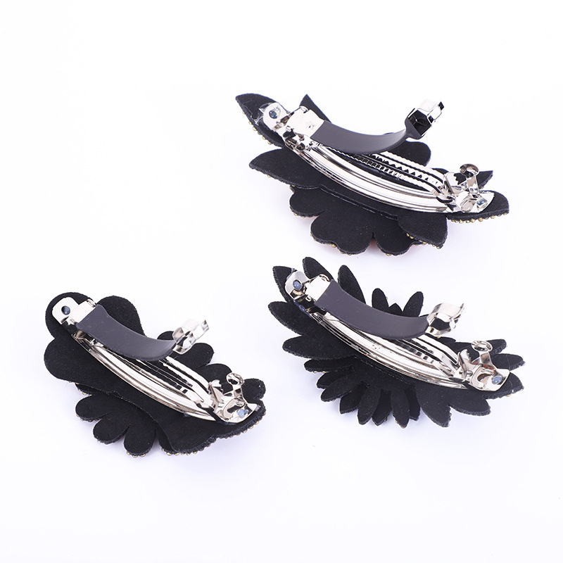 Štipaljka za kosu u korejskom stilu sa kristalima, cvjetni dizajn, čelični opružni klips