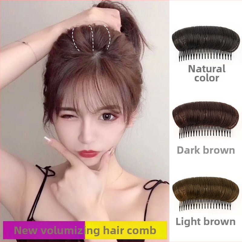 Yu Chen Matu spilventiņš uz galvas augšdaļas tilpumam ar ķemmi — dabiski īsa parūka, augstas temperatūras vads