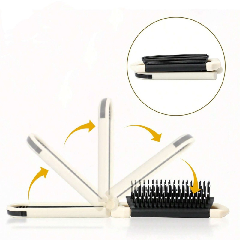 Гребен с въздушна подложка и огледало — 2 в 1, сгъваем, ABS, преносим