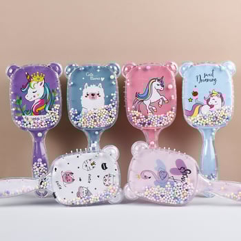 Гребен с въздушна подложка за деца — пластмасов, прозрачен дизайн с масаж, меки зъби, марка Excellent