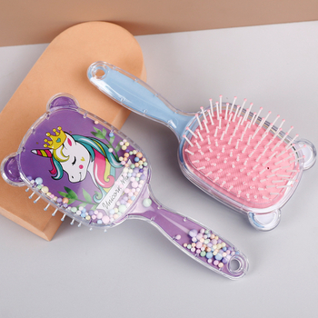 Гребен с въздушна подложка за деца — пластмасов, прозрачен дизайн с масаж, меки зъби, марка Excellent