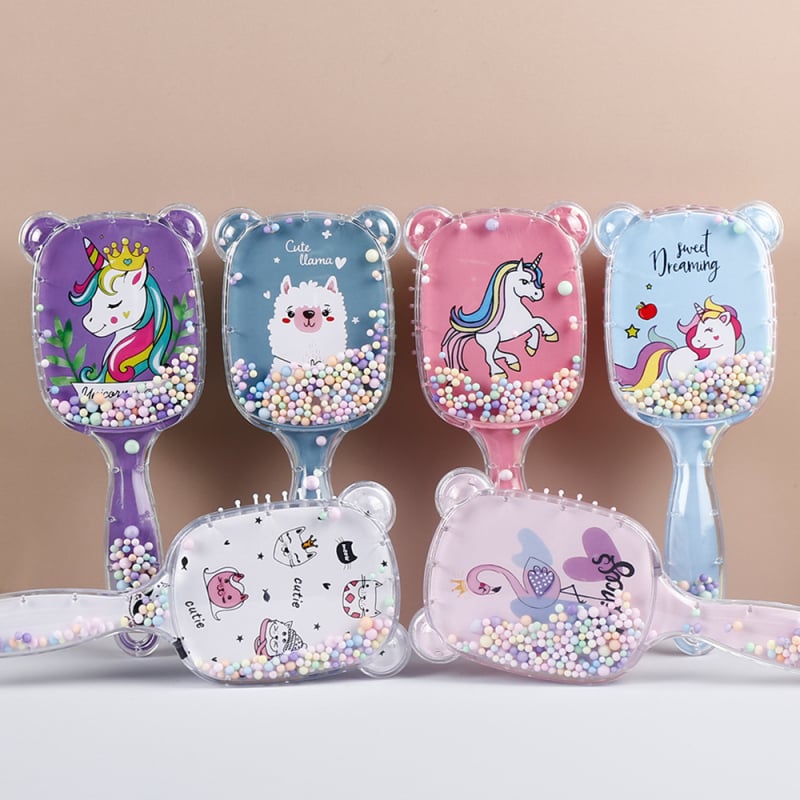 Гребен с въздушна подложка за деца — пластмасов, прозрачен дизайн с масаж, меки зъби, марка Excellent