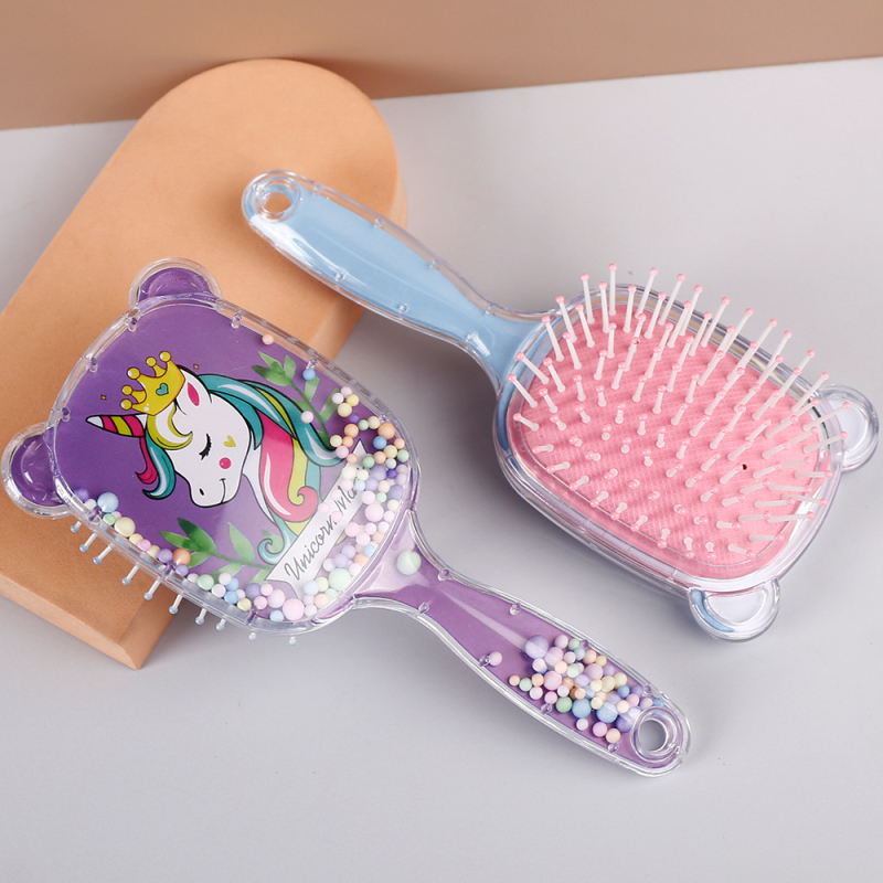 Гребен с въздушна подложка за деца — пластмасов, прозрачен дизайн с масаж, меки зъби, марка Excellent