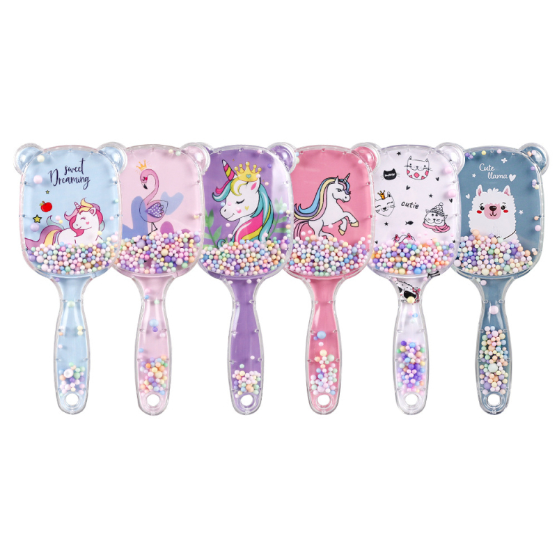 Гребен с въздушна подложка за деца — пластмасов, прозрачен дизайн с масаж, меки зъби, марка Excellent