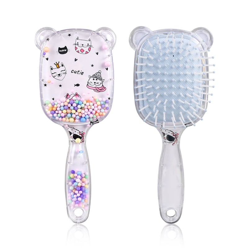 Гребен с въздушна подложка за деца — пластмасов, прозрачен дизайн с масаж, меки зъби, марка Excellent