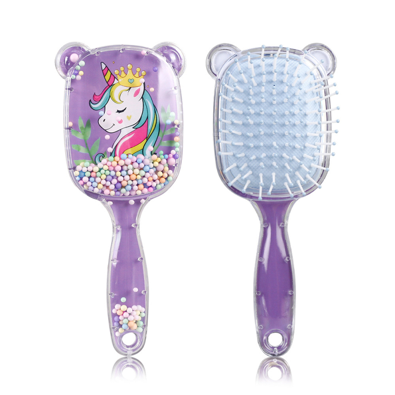 Гребен с въздушна подложка за деца — пластмасов, прозрачен дизайн с масаж, меки зъби, марка Excellent