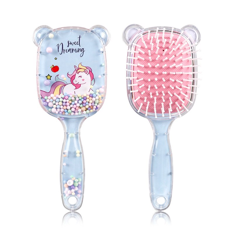 Гребен с въздушна подложка за деца — пластмасов, прозрачен дизайн с масаж, меки зъби, марка Excellent