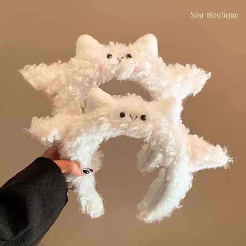 Matu lāpīte ar pūkaino jēriņa ragiem, rokdarbs, audums, sievietēm, mīļš stils, ziemas 2024