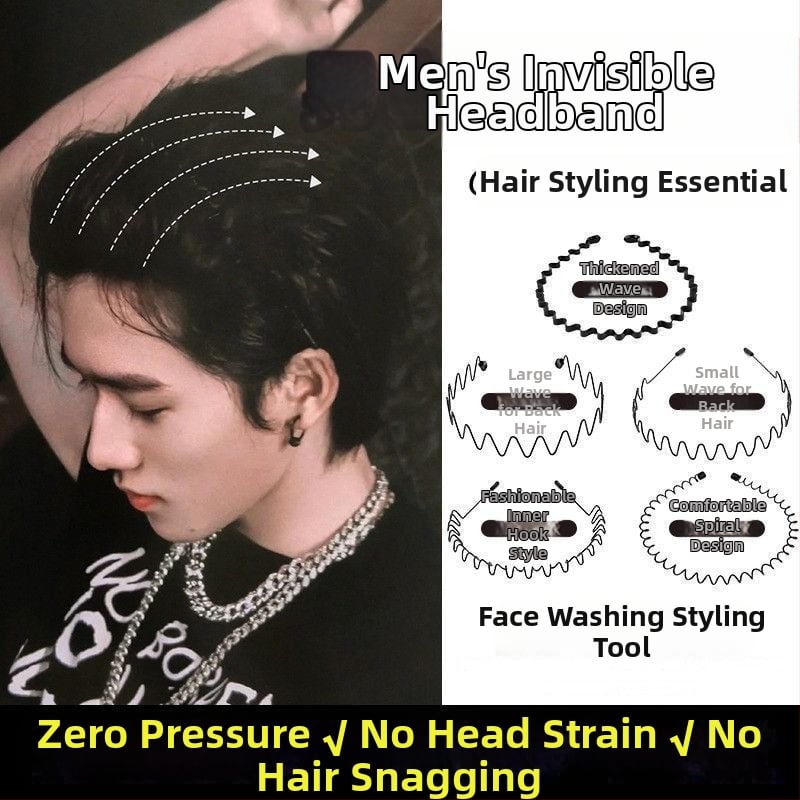 Neredzamā matu siksna vīriešiem – galvas siksna atpakaļ vai viļņainiem matiem, roku darbs, universāls, 2023. gada pavasaris