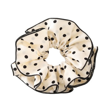 Četrslāņu matu gumija ar punktu rakstu, rokām darināta no poliesteru, ziedu akcenta