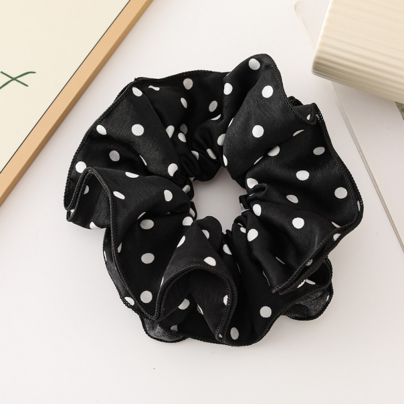 Četrslāņu matu gumija ar punktu rakstu, rokām darināta no poliesteru, ziedu akcenta