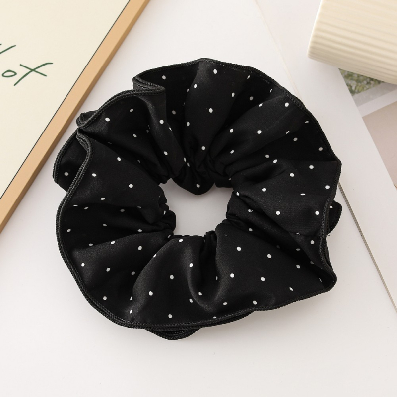 Četrslāņu matu gumija ar punktu rakstu, rokām darināta no poliesteru, ziedu akcenta