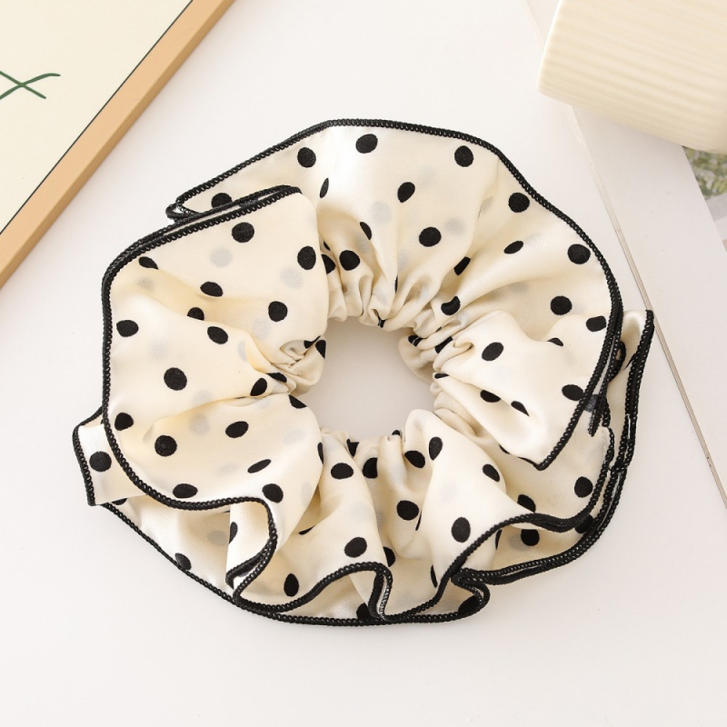 Četrslāņu matu gumija ar punktu rakstu, rokām darināta no poliesteru, ziedu akcenta