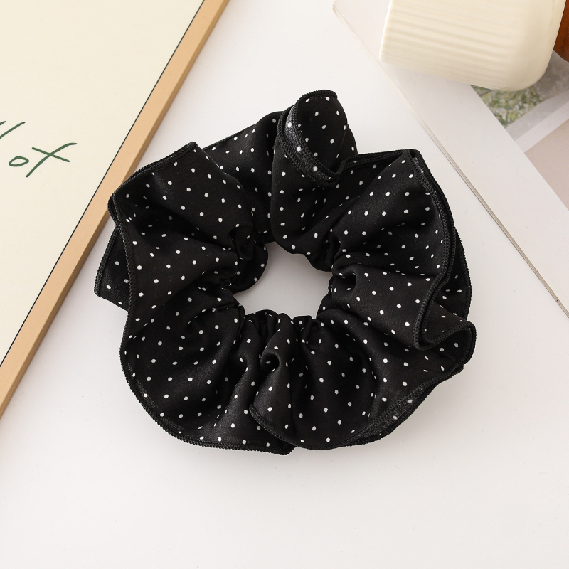 Četrslāņu matu gumija ar punktu rakstu, rokām darināta no poliesteru, ziedu akcenta