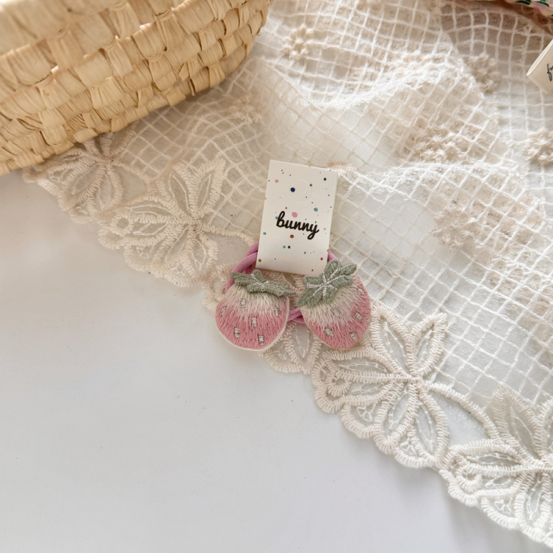 Plaukų aksesuaras – rankų darbo audinio kaspinas plaukams su elastine guma, Korejos stiliaus, aukšta elastingumas, raštai: braškė, grybas, ėriukas, kačiukas