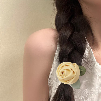 Plaukų juosta su camellia gėle - audinys, rankų darbas Jiaxin, 2024 m. pavasaris, saldi ir elastinga