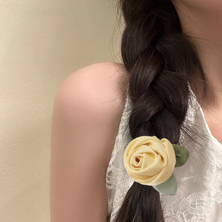 Plaukų juosta su camellia gėle - audinys, rankų darbas Jiaxin, 2024 m. pavasaris, saldi ir elastinga