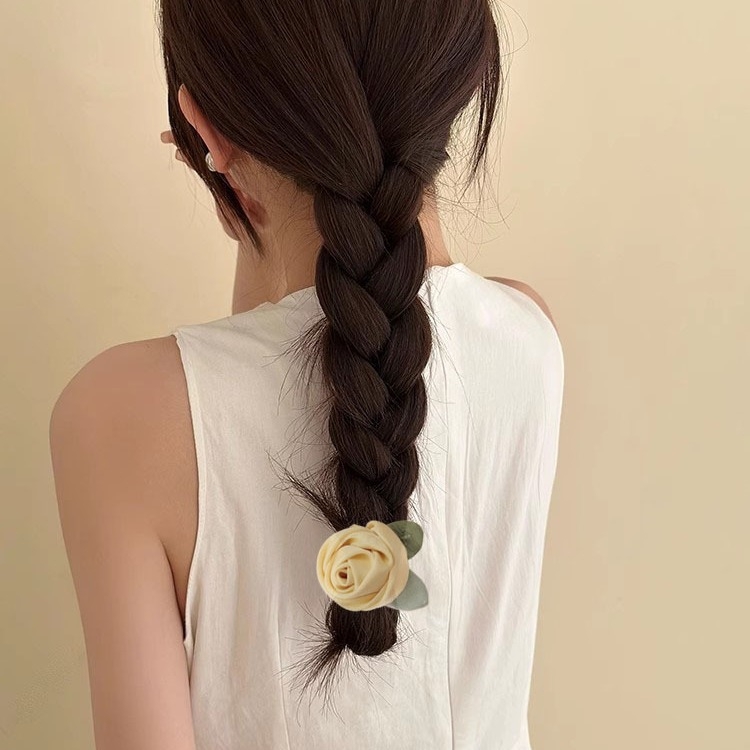 Plaukų juosta su camellia gėle - audinys, rankų darbas Jiaxin, 2024 m. pavasaris, saldi ir elastinga